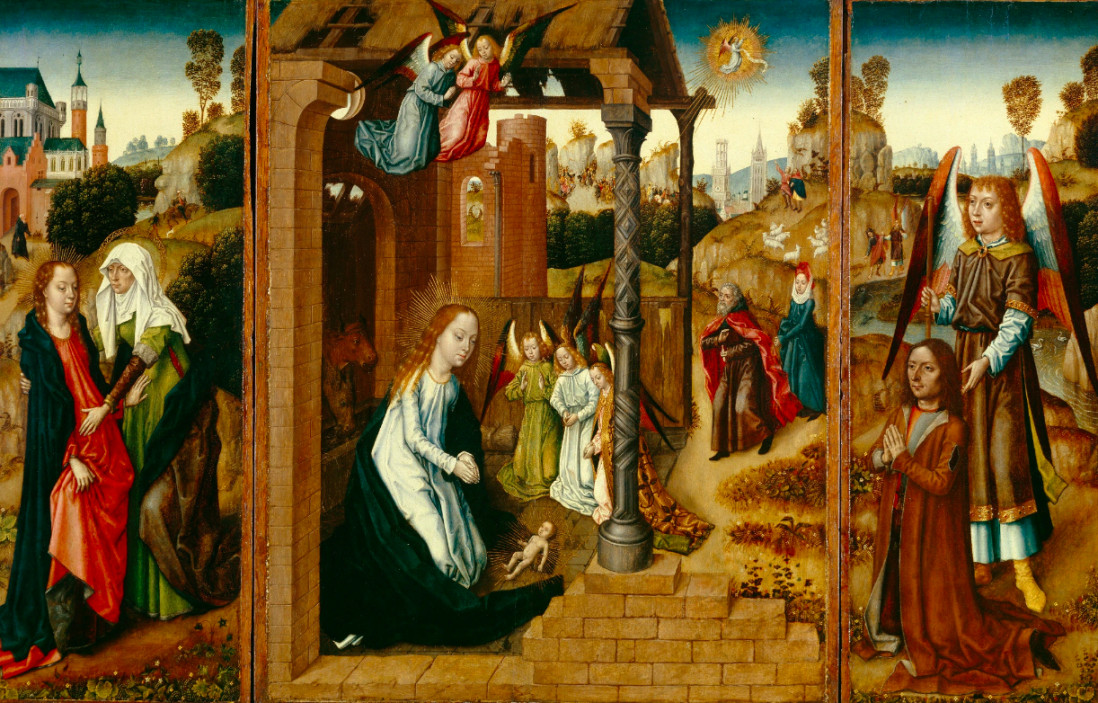 Triptych Of The Nativity Shutters Left The Visitation Right The