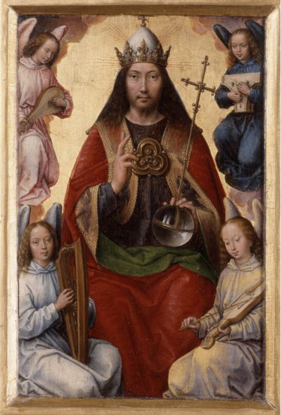 Six Panels from an Altarpiece: Christ with Two Music-Making Angels