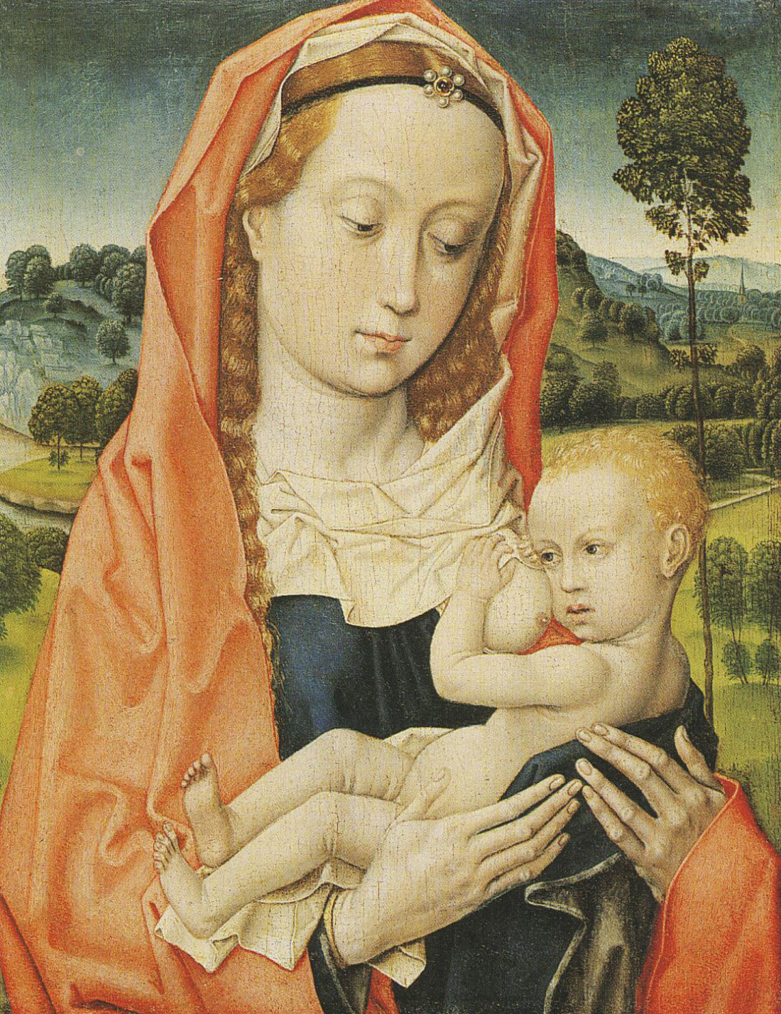 Virgin and Child in half-length, with a landscape background | KIK-IRPA