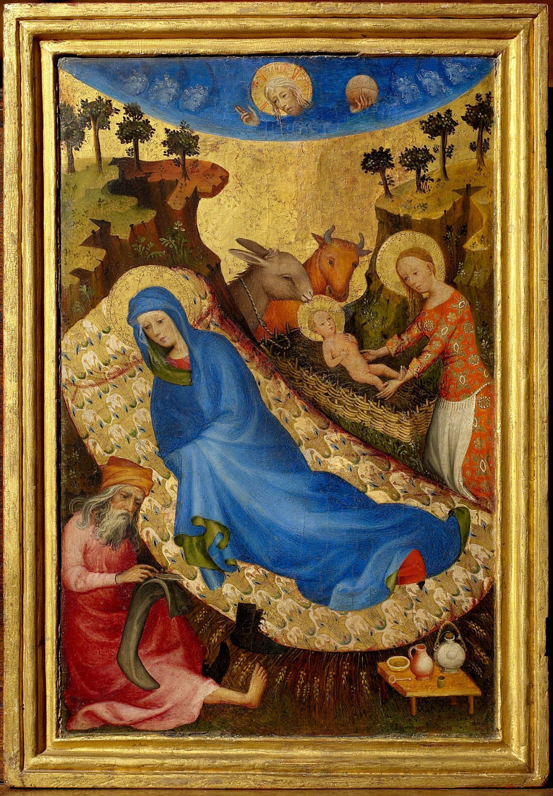 Two panels of a quadriptych Nativity and St. Christopher (reverse